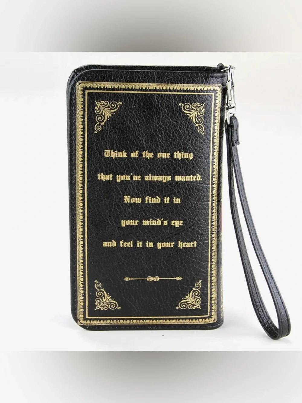 Beauty and the Beast Black & Gold Book Wristlet Wallet